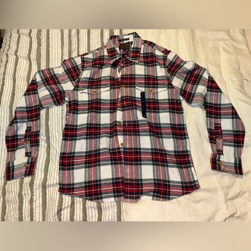 Lucky Brand Red and White Plaid Casual Shirt